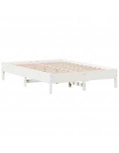 Letto Libreria senza Materasso Bianco 140x200 cm Legno di Pino 2