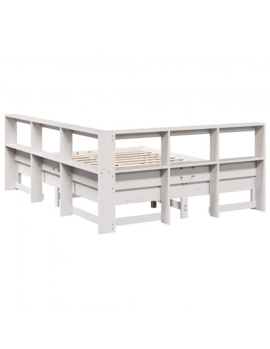 Letto Libreria senza Materasso Bianco 140x200 cm Legno di Pino