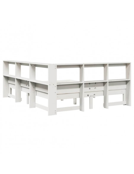 Letto Libreria senza Materasso Bianco 140x200 cm Legno di Pino