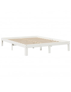 Letto Libreria senza Materasso Bianco 140x190 cm Legno di Pino