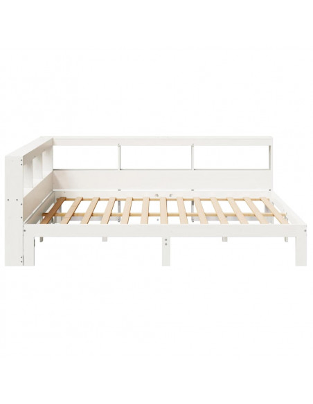 Letto Libreria senza Materasso Bianco 140x190 cm Legno di Pino