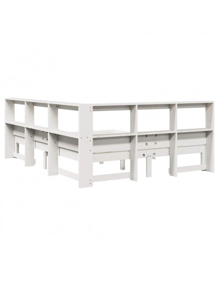 Letto Libreria senza Materasso Bianco 140x190 cm Legno di Pino