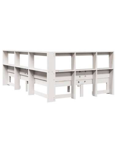 Letto Libreria senza Materasso Bianco 135x190 cm Legno di Pino