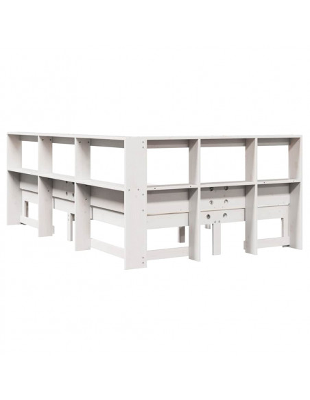 Letto Libreria senza Materasso Bianco 135x190 cm Legno di Pino