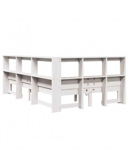 Letto Libreria senza Materasso Bianco 120x200 cm Legno di Pino