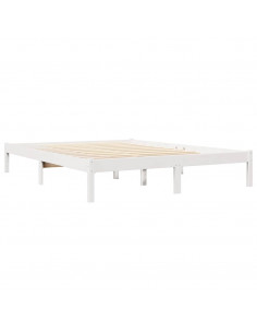 Letto Libreria senza Materasso Bianco 120x200 cm Legno di Pino 2
