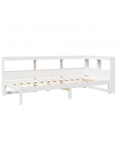 Letto Libreria senza Materasso Bianco 100x200 cm Legno di Pino