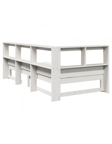 Letto Libreria senza Materasso Bianco 100x200 cm Legno di Pino