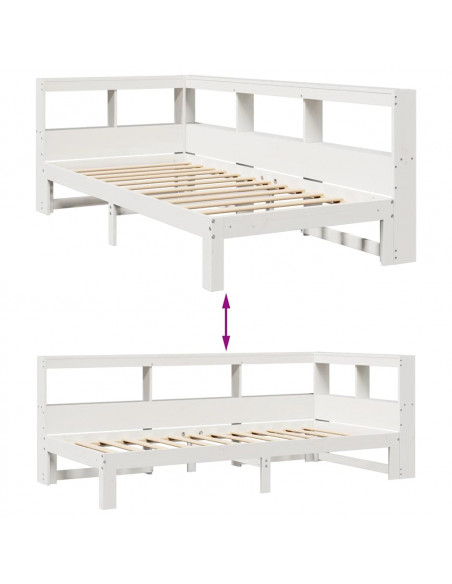 Letto Libreria senza Materasso Bianco 100x200 cm Legno di Pino