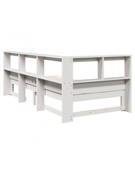 Letto Libreria senza Materasso Bianca 90x200 cm Legno di Pino