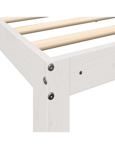 Letto Libreria senza Materasso Bianca 90x200 cm Legno di Pino