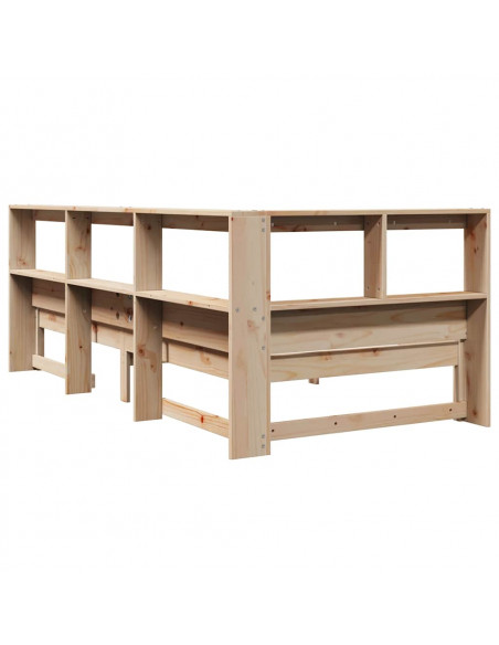 Letto Libreria senza Materasso 90x200 cm Legno Massello Pino