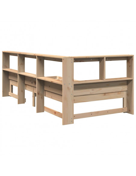Letto Libreria senza Materasso 90x190 cm Legno Massello Pino