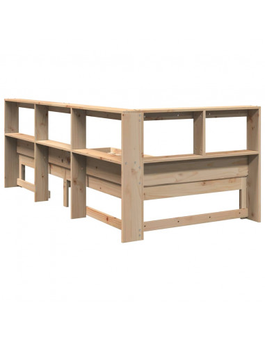 Letto Libreria senza Materasso 90x200 cm Legno Massello Pino