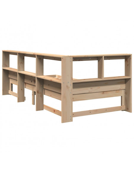 Letto Libreria senza Materasso 90x200 cm Legno Massello Pino