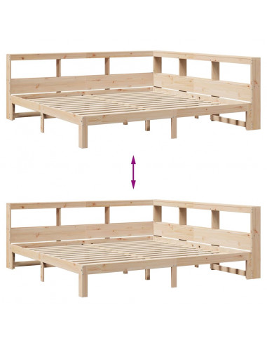 Letto Libreria senza Materasso 200x200 cm in Legno di Pino