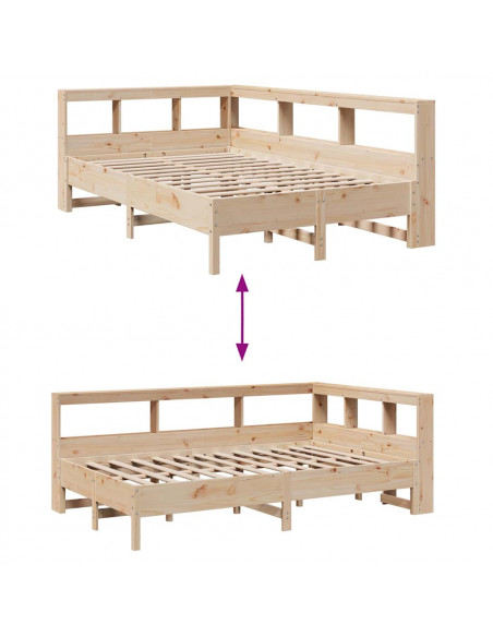 Letto Libreria senza Materasso 160x200 cm in Legno di Pino