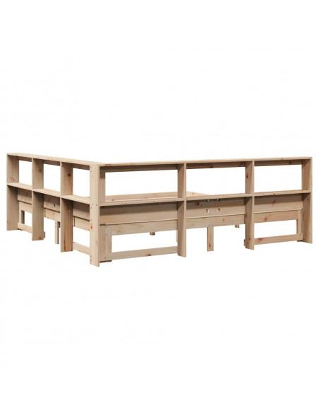 Letto Libreria senza Materasso 180x200 cm in Legno di Pino