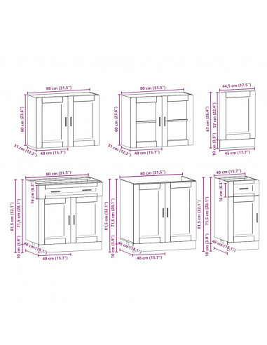 Set Mobili da Cucina 7 pz Kalmar Grigio Cemento in Truciolato