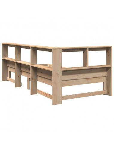 Giroletto con Libreria senza Materasso 75x190 cm in Legno Pino