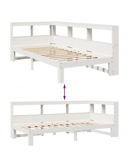 Letto con Libreria senza Materasso 75x190 cm in Legno Pino