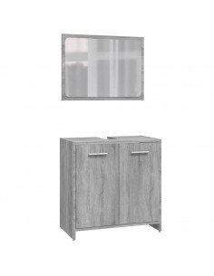 Set Mobili da Bagno 4 pz Grigio Sonoma in Legno Multistrato