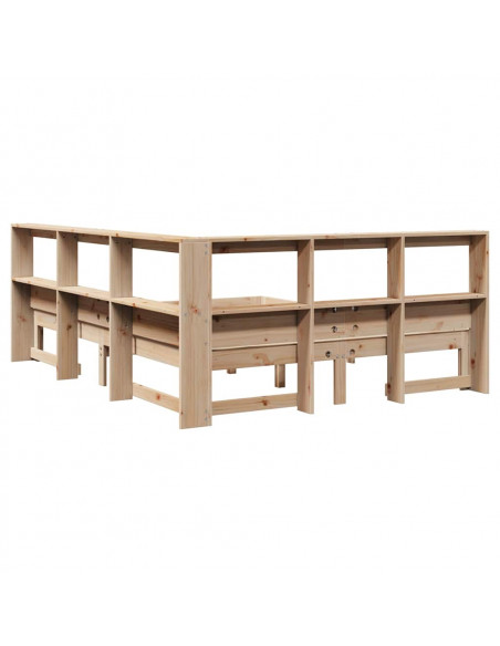 Letto Libreria senza Materasso 140x190 cm in Legno di Pino