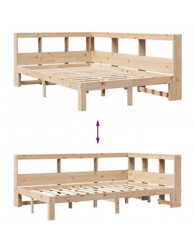 Letto Libreria senza Materasso 135x190 cm in Legno di Pino