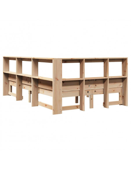 Letto Libreria senza Materasso 120x200cm Legno Massello di Pino