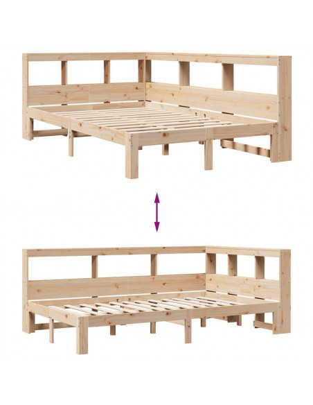 Letto Libreria senza Materasso 120x200cm Legno Massello di Pino