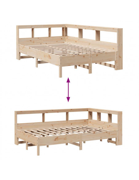 Letto Libreria senza Materasso 140x200 cm in Legno di Pino