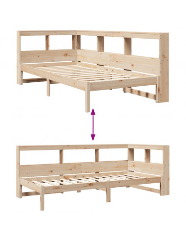 Letto Libreria senza Materasso 100x200 cm in Legno di Pino