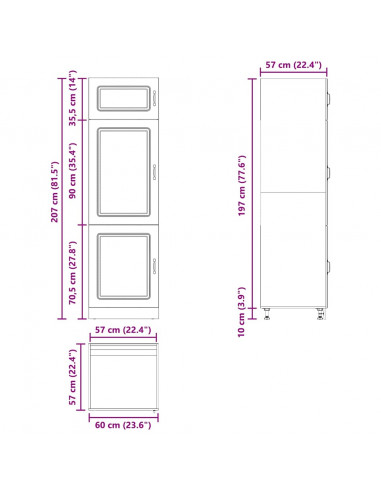 Armadio da Cucina Kalmar Grigio Sonoma in Legno Multistrato