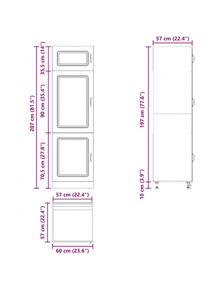 Armadio da Cucina Kalmar Grigio Sonoma in Legno Multistrato