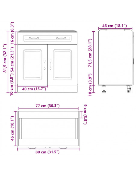 Base da Cucina Kalmar Bianco Lucido in Legno Multistrato