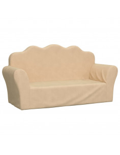 Divano per Bambini a 2 Posti Crema in Morbido Peluche