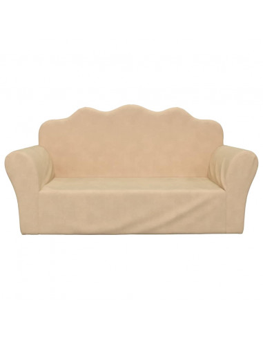 Divano per Bambini a 2 Posti Crema in Morbido Peluche