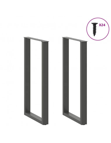 Gambe Tavolino Caffè a U 2 pz Antracite 60x(110-111) cm Acciaio