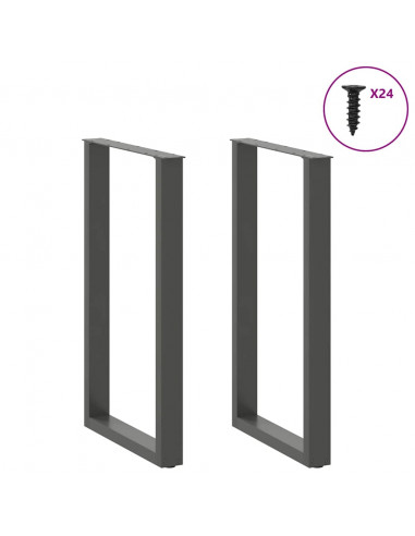 Gambe per tavolo da bar a forma di U 2 pz Antracite 60x(100-101) cm Acciaio