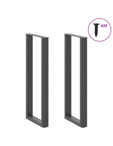 Gambe per tavolo da bar a forma di U 2 pz Antracite 40x(110-111) cm Acciaio