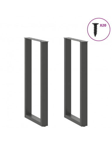 Gambe per tavolo da bar a forma di U 2 pz Antracite 40x(100-101) cm Acciaio