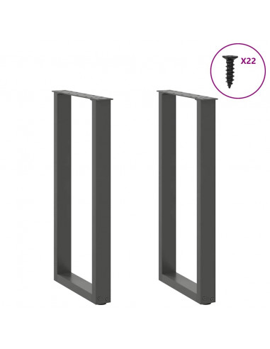 Gambe per tavolo consolle a forma di U 2 pz Antracite 38x(72-73) cm Acciaio