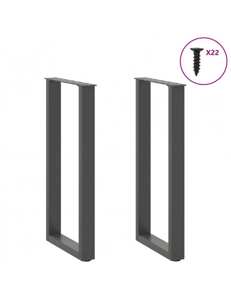 Gambe per tavolo consolle a forma di U 2 pz Antracite 38x(72-73) cm Acciaio