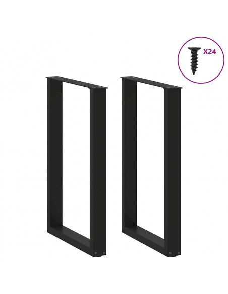 Gambe per tavolo da bar a forma di U 2 pz nere 60x(90-91) cm in acciaio