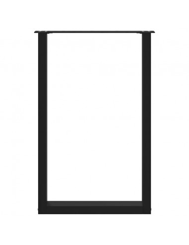 Gambe per tavolo da bar a forma di U 2 pz nere 60x(90-91) cm in acciaio
