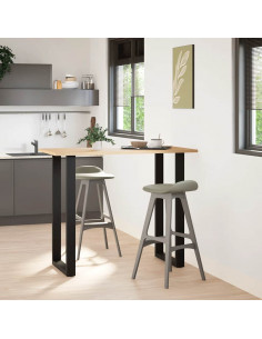 Gambe per tavolo da bar a forma di U 2 pz nere 60x(110-111) cm in acciaio 2