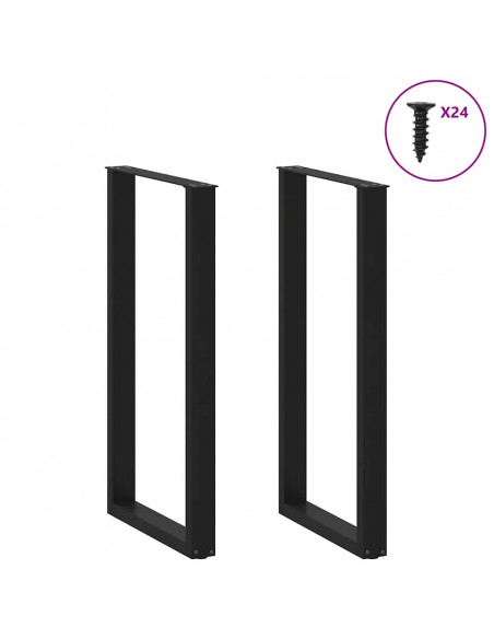 Gambe per tavolo da bar a forma di U 2 pz nere 60x(110-111) cm in acciaio