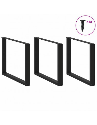 Gambe Tavolino da Caffè a U 2 pz Nero 100x(72-73) cm in Acciaio