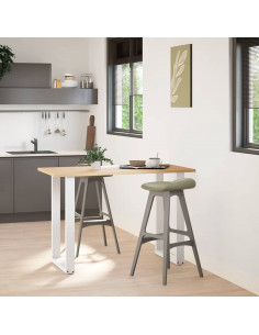 Gambe per tavolo da bar a forma di U 2 pz bianche 60x(90-91) cm in acciaio 2