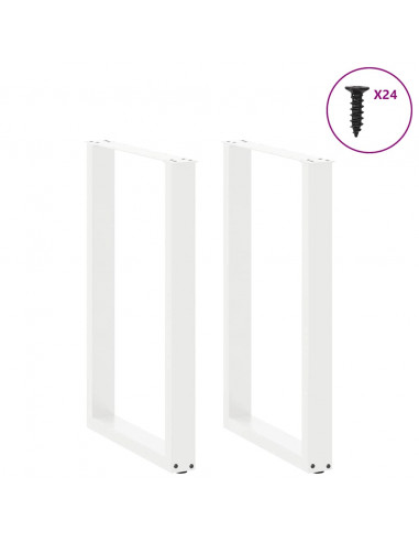 Gambe per tavolo da bar a forma di U 2 pz bianche 60x(90-91) cm in acciaio